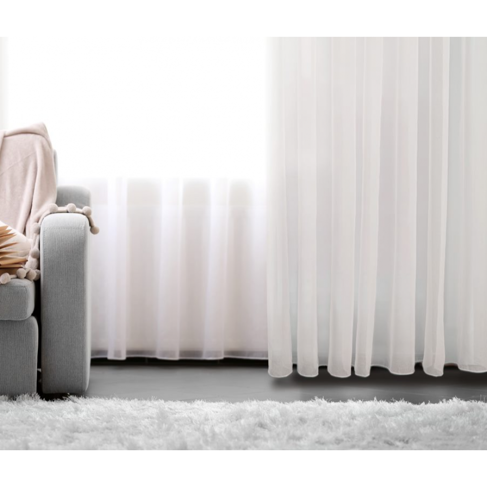 Bari white voile curtain, large size, with eyelets