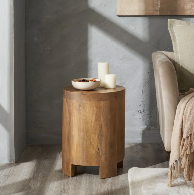 Table d’appoint ronde bois manguier