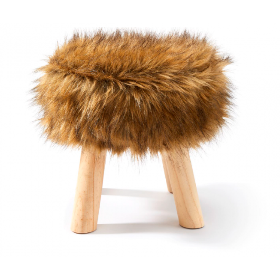 Brown Faux Fur Stool – Nordic Style