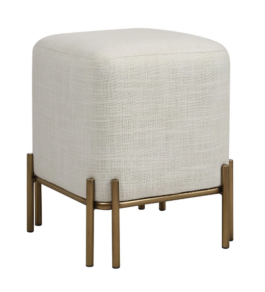 Tabouret ivoire coton et laiton antique