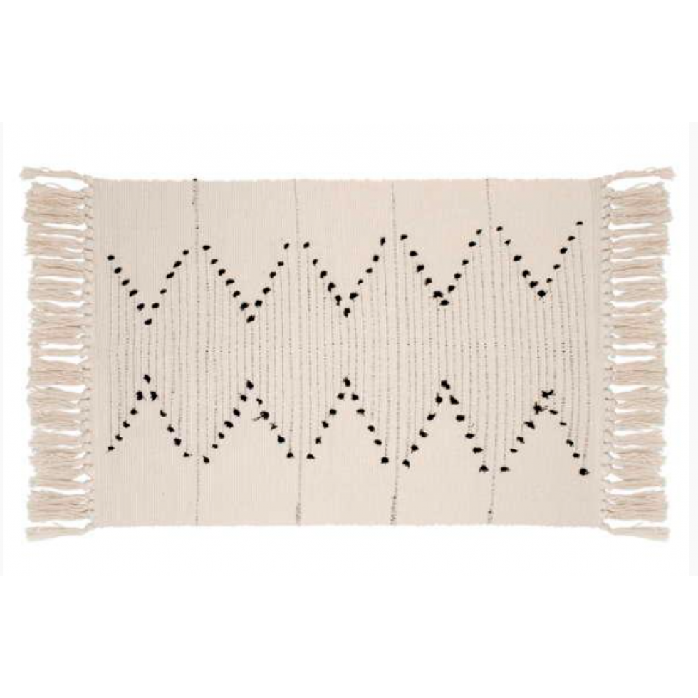 Tapis Beige Naturel à Franges Bohème Chic