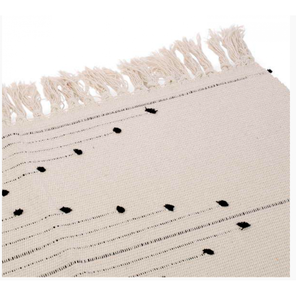 Tapis Beige Naturel à Franges Bohème Chic