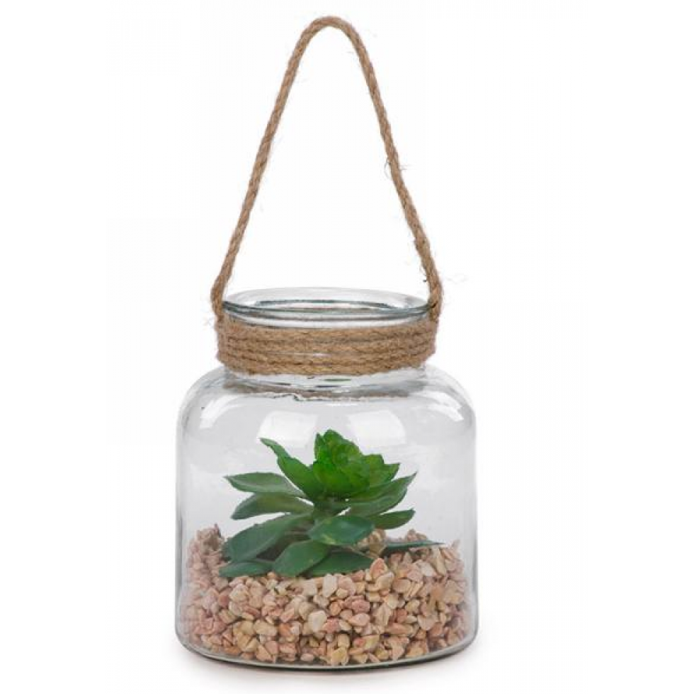 Glass Vase with Decorative Cactus