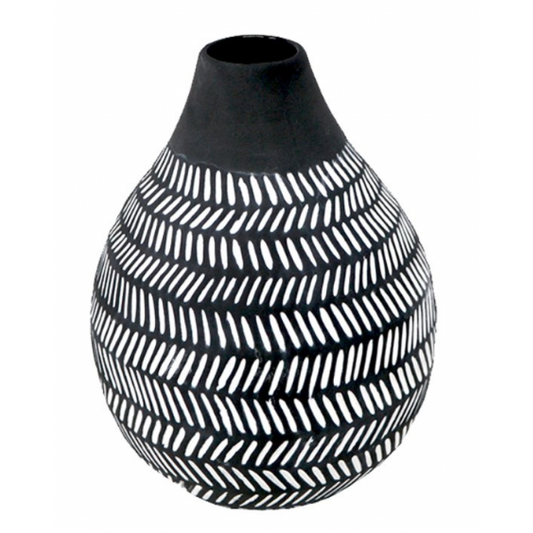 Vase décoratif Gris à Motifs Blancs