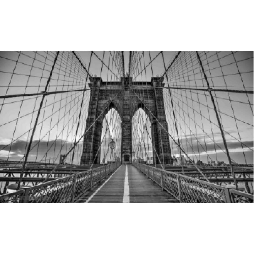 Brooklyn Bridge Mural – Black & White Urban Wallpaper