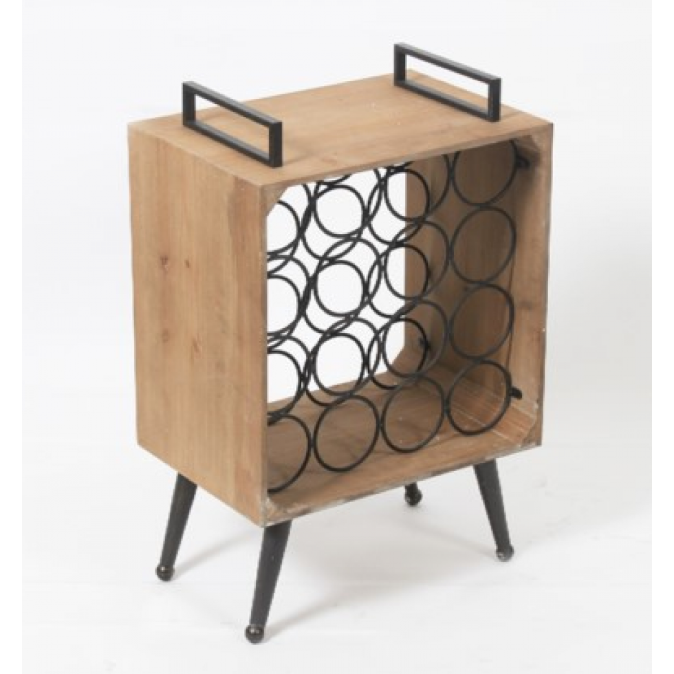 Meuble rangement à vin design bois et métal