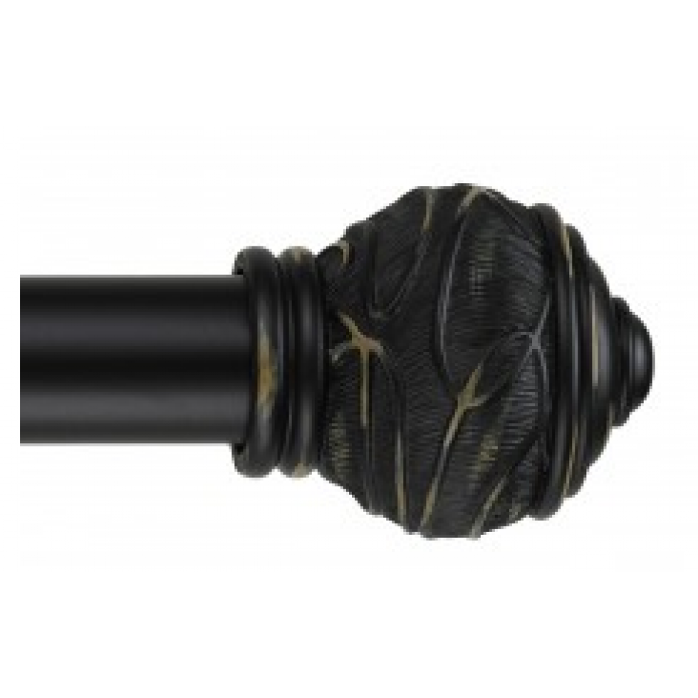 Mercado curtain pole with antique carved finish