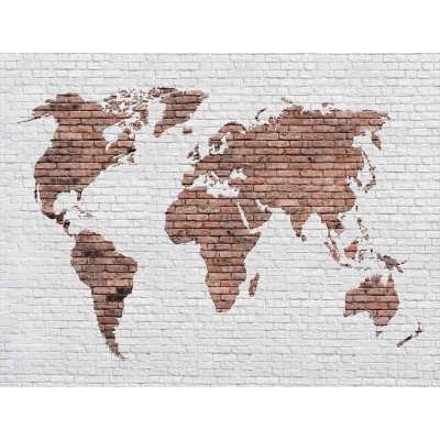 Murale Carte Du Monde Sur Un Mur De Briques