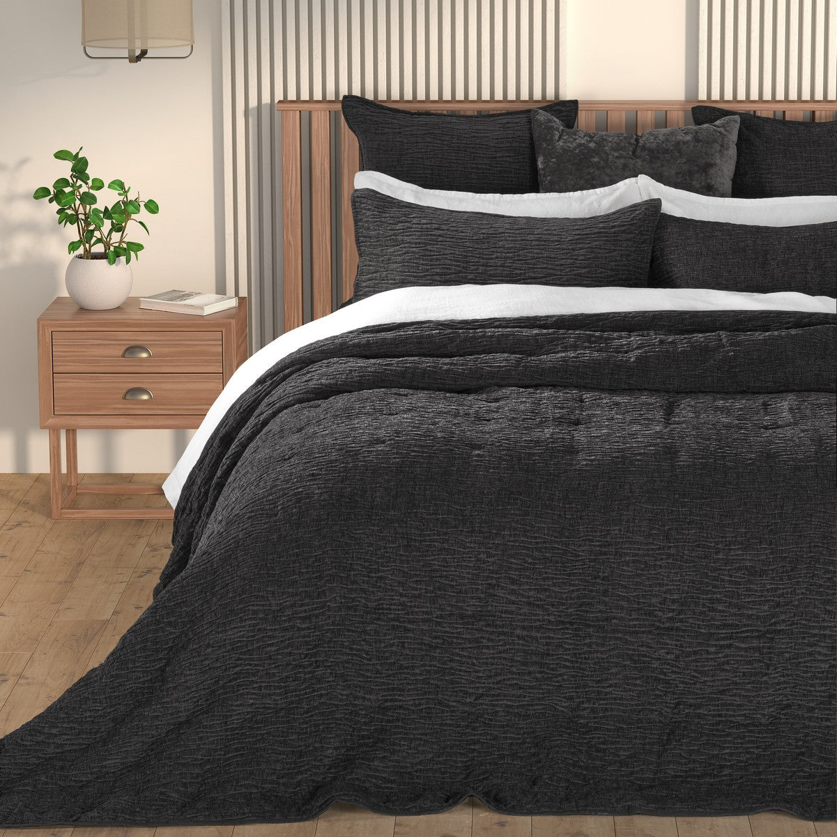 Housse de couette texturée grise charcoal Barbara