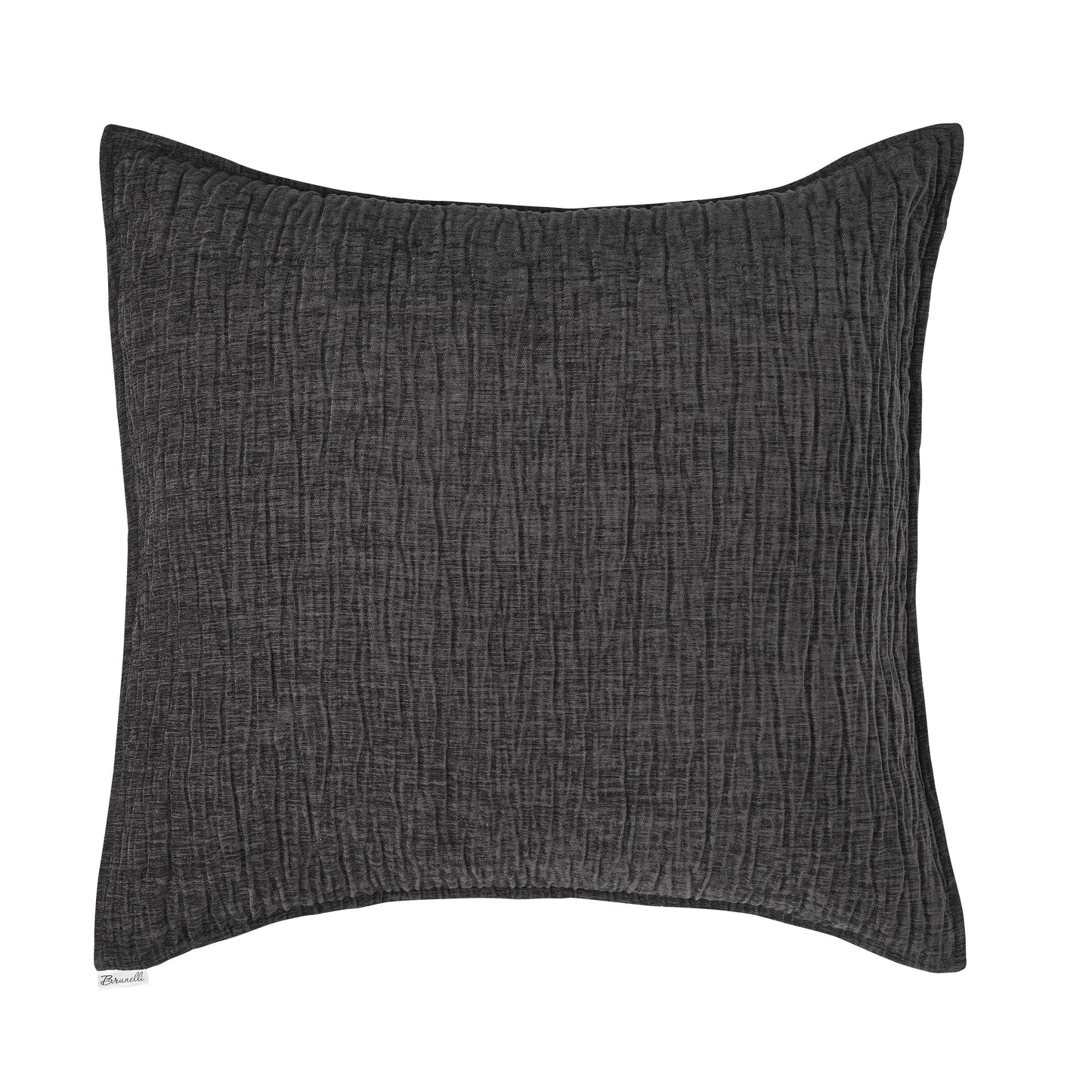 Cache oreiller européen texturé gris charcoal Barbara