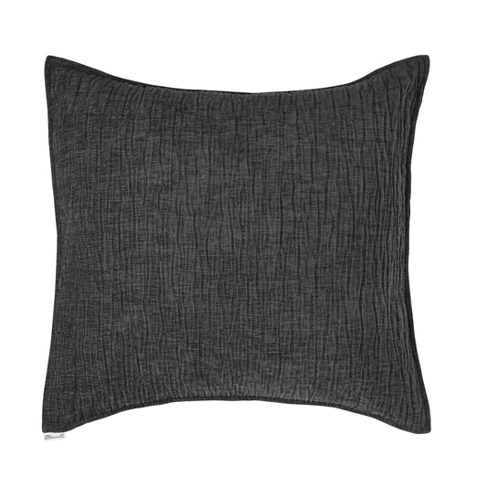 Cache oreiller européen texturé gris charcoal Barbara