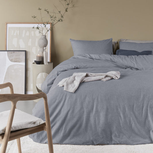 Housse de couette en flanelle grise Bonheur