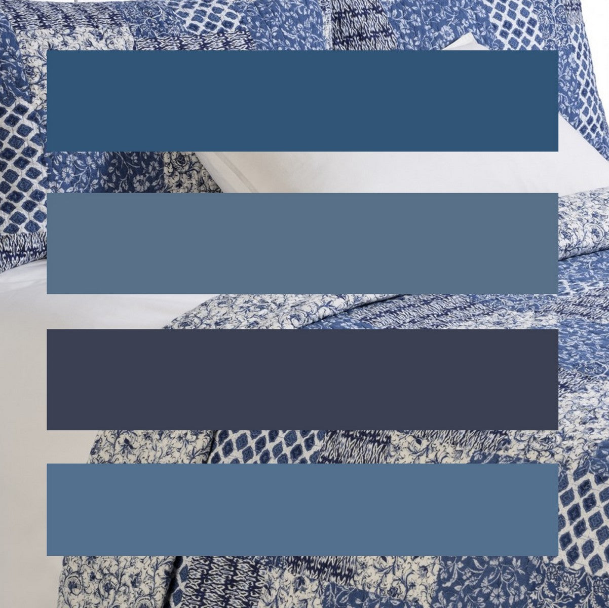 Courtepointe bleue de style patchwork Donalda