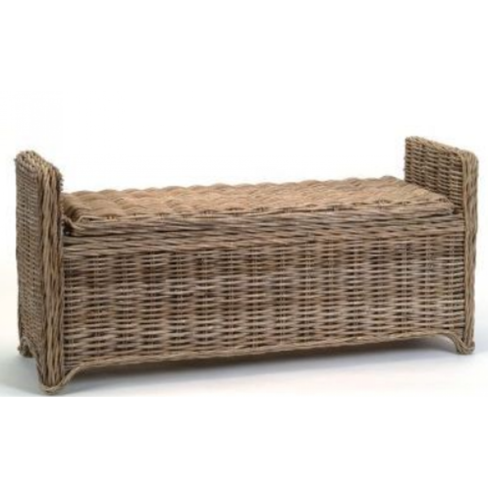 Banc Coffre de Rangement en Rotin