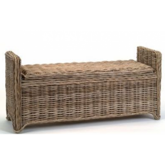 Banc Coffre de Rangement en Rotin