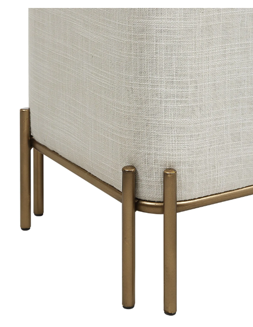 Banc ivoire coton et laiton antique