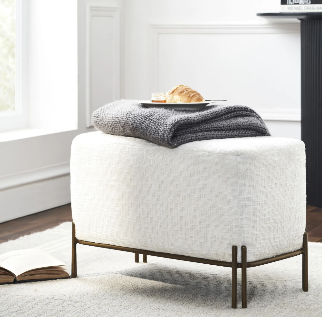 Banc ivoire coton et laiton antique