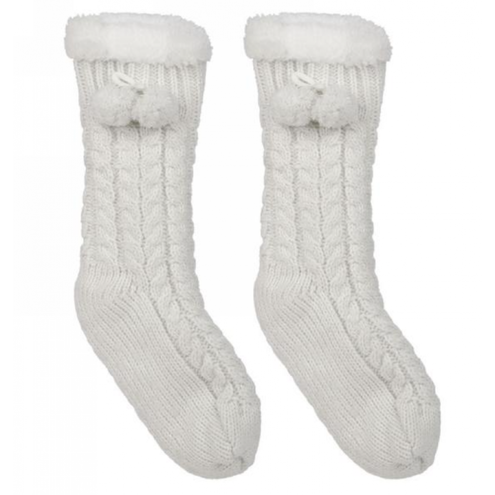 Bas Tricotés Blancs Ultra Doux et Chauds