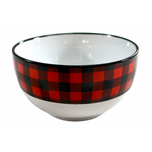 Rustic Red Plaid Lumberjack Bowl