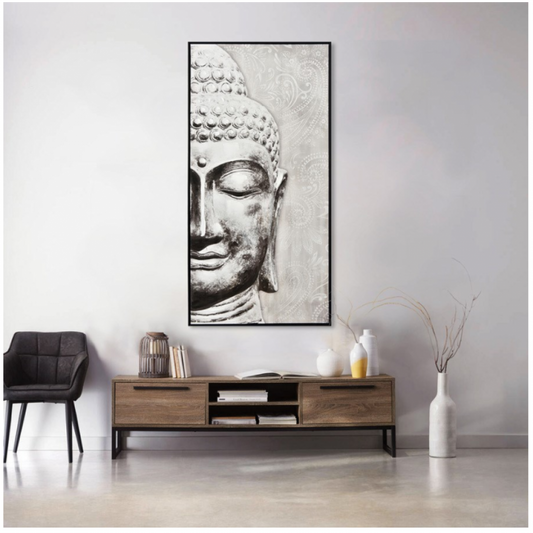Cadre Bouddha Argenté Zen et Élégant