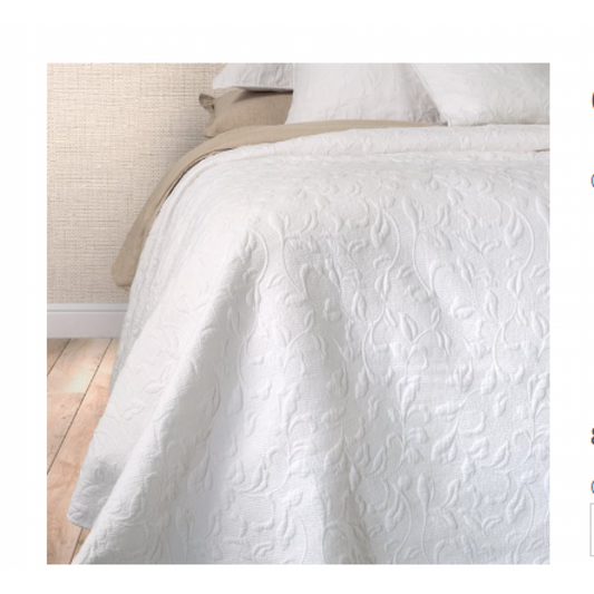 Courtepointe Blanche Motif Feuillage Liana