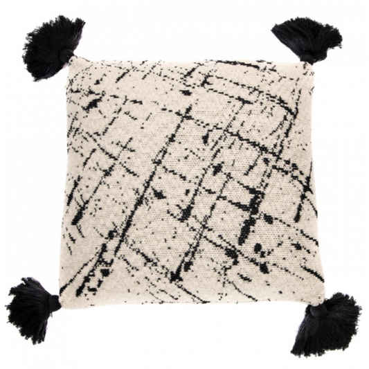 Coussin décoratif Chaplin à pompons noirs