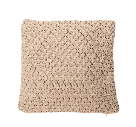Coussin en chenille tressée taupe Basket
