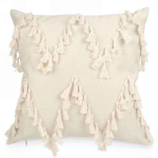 Coussin Crème à Franges Bohème Chic