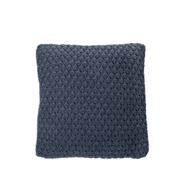 Coussin bleu foncé en chenille tressée Basket