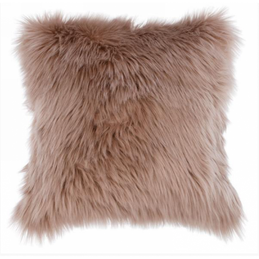 Coussin Décoratif Fausse Fourrure Brun Pâle