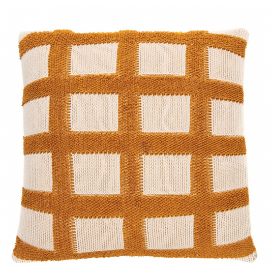 Coussin Naturel et Moutarde