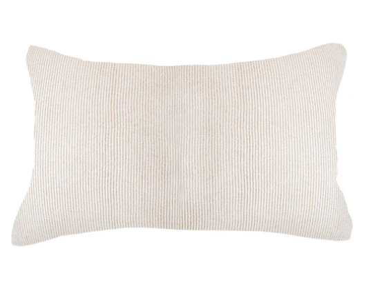 Coussin rectangulaire rayé crème et beige Softy