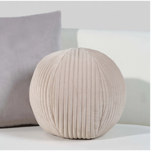 Coussin Rond Dana en Velours Beige – Chic et Moderne