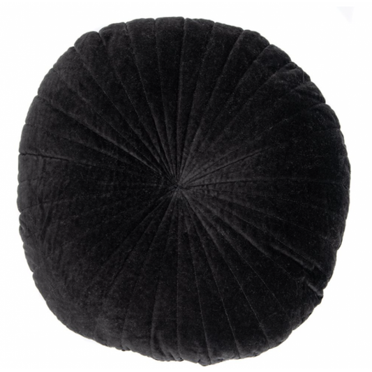 Coussin Rond en Velours Noir Velvet – Élégance Intemporelle