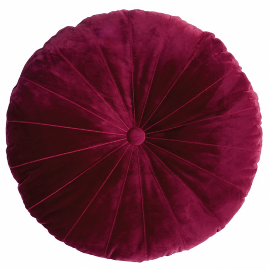 Coussin Rond en Velours Rouge Mandarin – Chic & Tendance