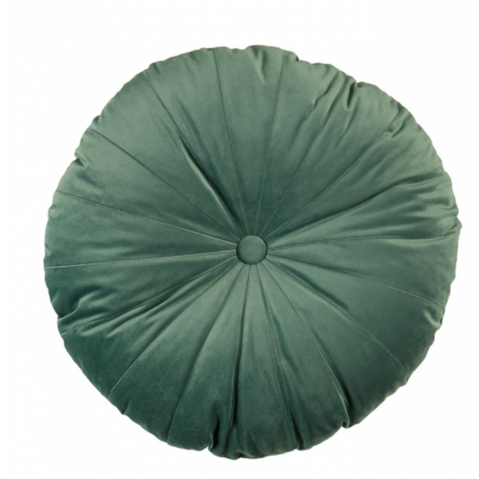 Coussin Rond en Velours Vert Mandarin – Élégance Naturelle