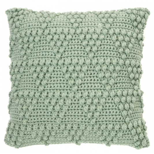 Coussin en Tricot Sauge Bubble – Effet Tricot 3D