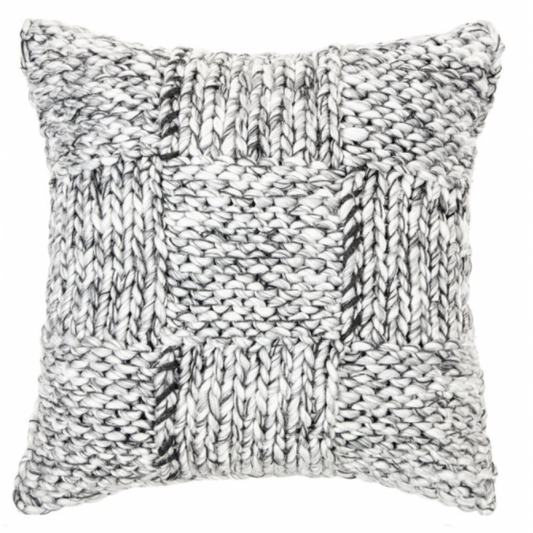 Coussin en Tricot Siam – Gris et Blanc Texturé