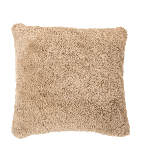 Coussin taupe fausse fourrure Beverly