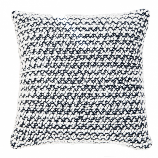 Coussin Tricot Marine – Élégance Contrastée