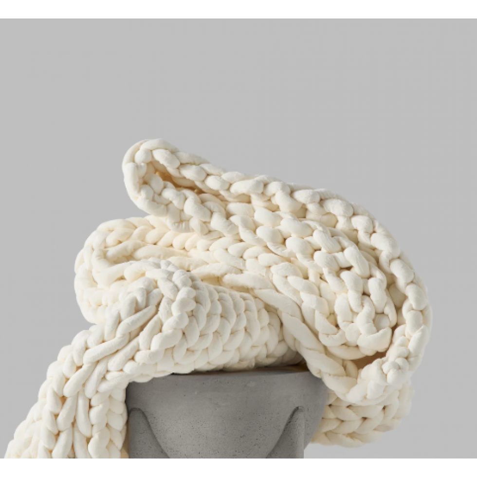 Cream Knit Weighted Blanket