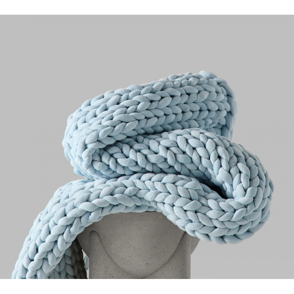 Light Blue Knit Weighted Blanket