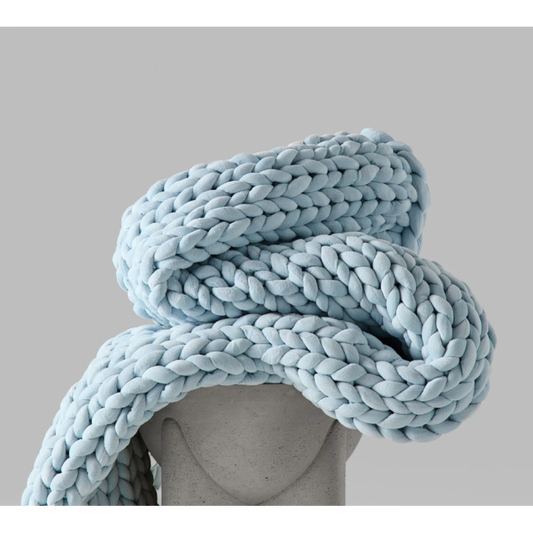 Couverture Lestée En Tricot Bleu Clair