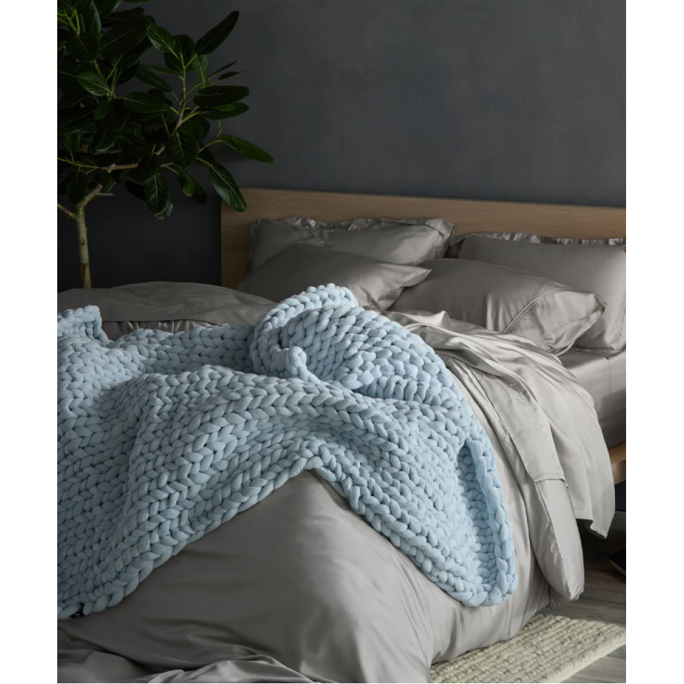 Light Blue Knit Weighted Blanket