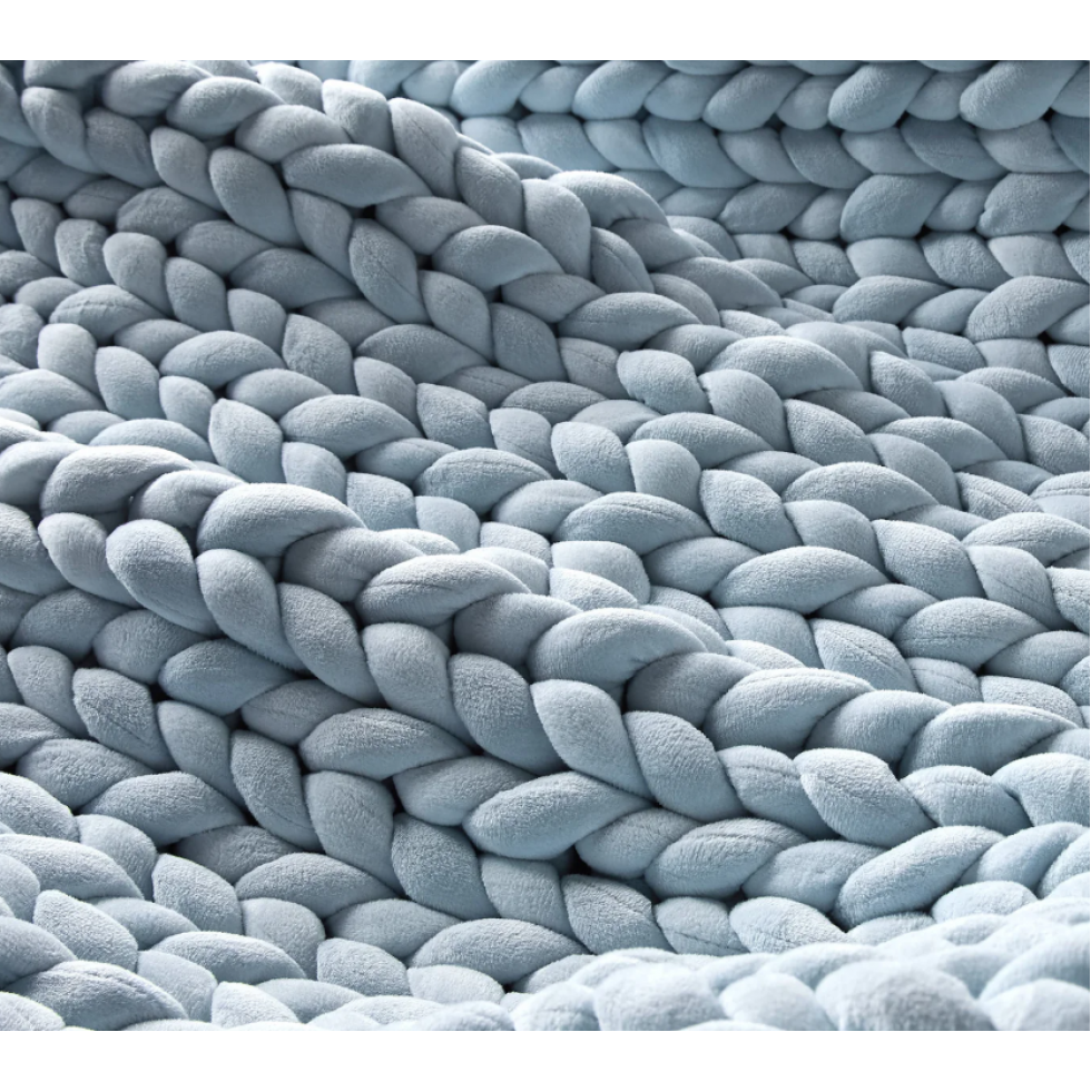 Light Blue Knit Weighted Blanket