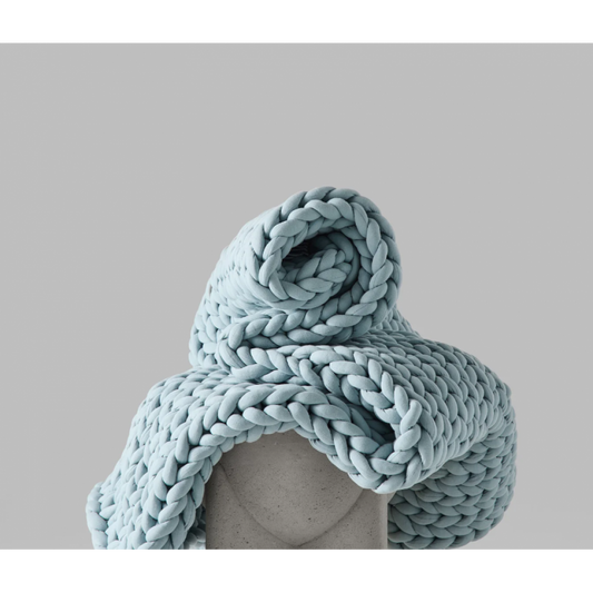 Couverture Lestée En Tricot Bleu Poussière