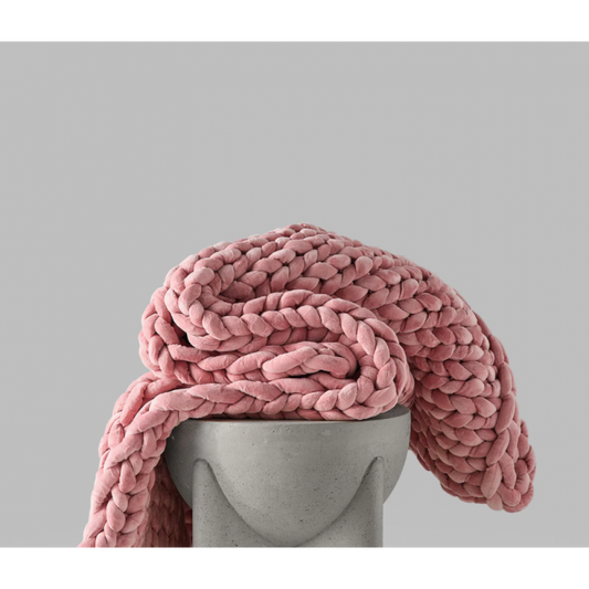 Couverture Lestée En Tricot Rose