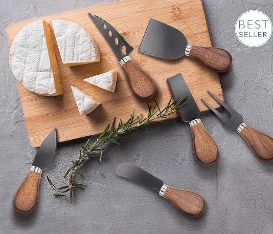 Ensemble 6 couteaux à fromage – Manche en bois de noyer