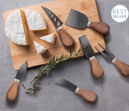 Ensemble 6 couteaux à fromage – Manche en bois de noyer