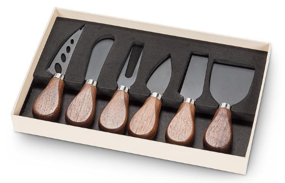 Ensemble 6 couteaux à fromage – Manche en bois de noyer